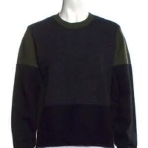 Vintage CELINE Phoebe Philo era Black,Dark GrayOlive Green Color Block Sweater